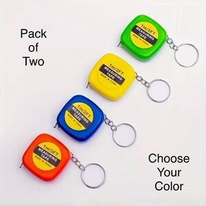 Mini Retractable Measuring Tape Keychain x2
